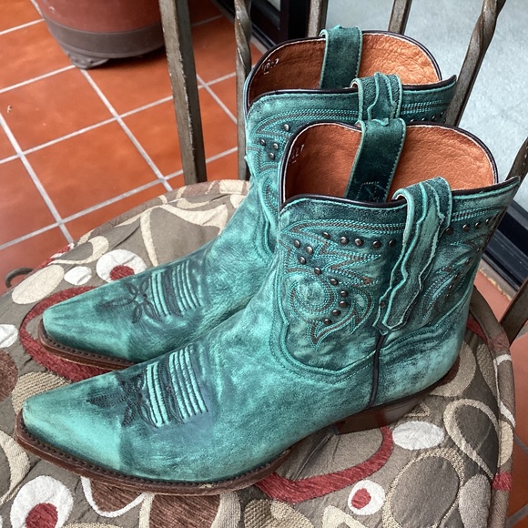 Dan Post Teal Leather Boots - Picture 1 of 12